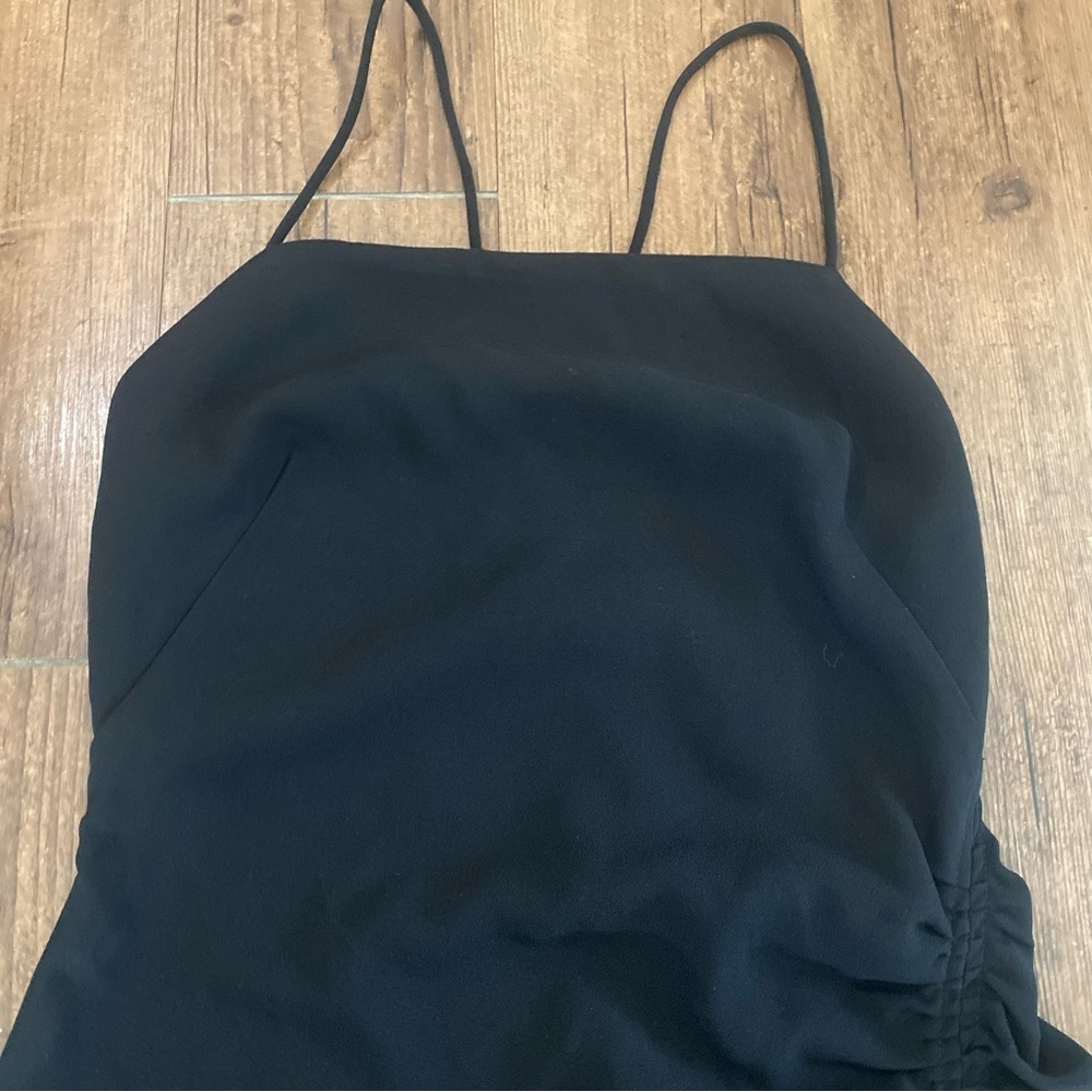 ZARA Black Ruched mini DRESS Small - Picture 4 of 6